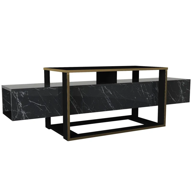 Comoda TV Bianco Negru cu Auriuiu 160 X 49.8 X 46.1  - 4