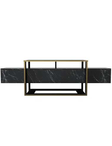 Comoda TV Bianco Negru cu Auriuiu 160 X 49.8 X 46.1  - 5