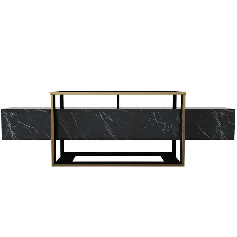 Comoda TV Bianco Negru cu Auriuiu 160 X 49.8 X 46.1  - 5
