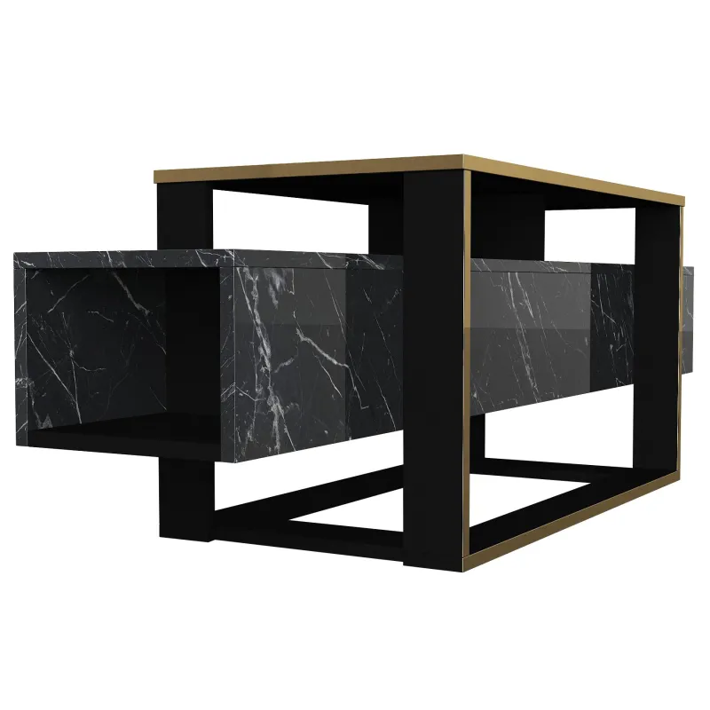 Comoda TV Bianco Negru cu Auriuiu 160 X 49.8 X 46.1  - 6
