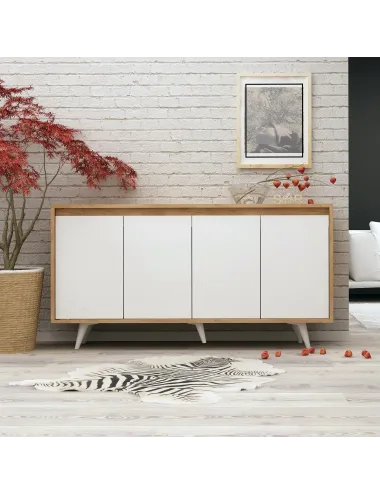 Dulap Tip Consola Shans Culoare Stejar cu Alb 140 X 86 X 40 - 1