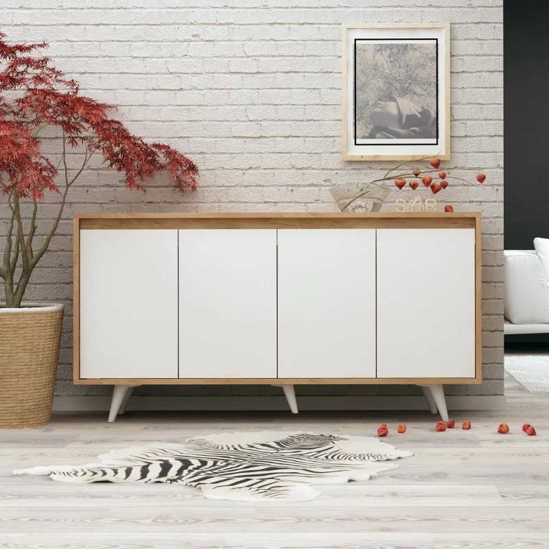 Dulap Tip Consola Shans Culoare Stejar cu Alb 140 X 86 X 40  - 1