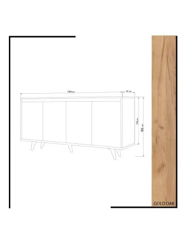 Dulap Tip Consola Shans Culoare Stejar cu Alb 140 X 86 X 40  - 4