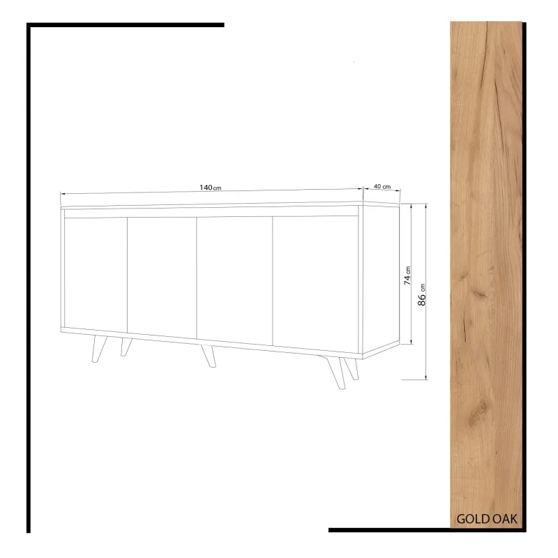 Dulap Tip Consola Shans Culoare Stejar cu Alb 140 X 86 X 40  - 4