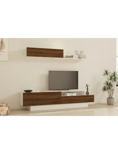Set Mobilier Living Comoda si Polita Elda - White, Walnut - 1