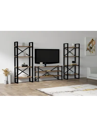 Set Mobila Living Comoda si Rafturi Stil Industrial Egzotik - Modern - 1