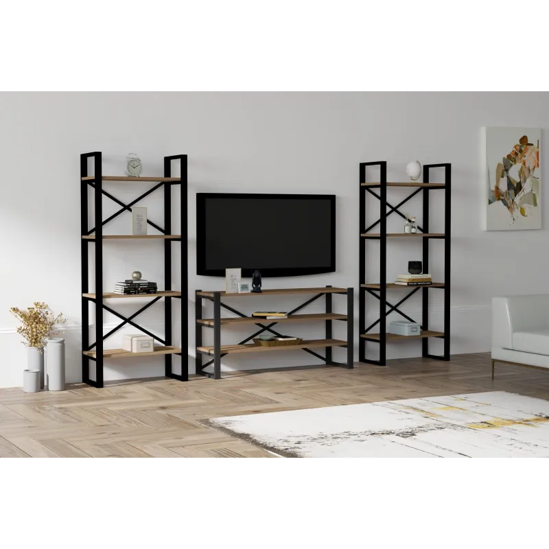Set Mobila Living Comoda si Rafturi Stil Industrial Egzotik - Modern  - 1