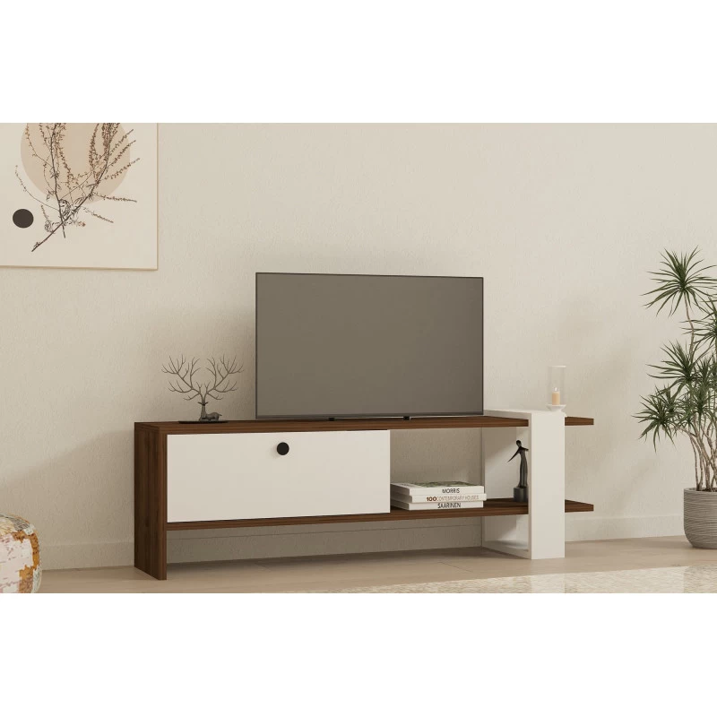 Comoda TV Gaye - Walnut, White 120 X 36.8 X 25  - 1