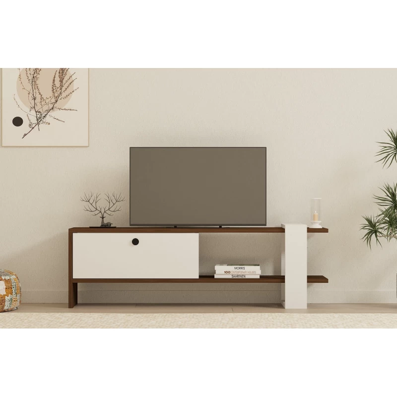 Comoda TV Gaye - Walnut, White 120 X 36.8 X 25  - 3