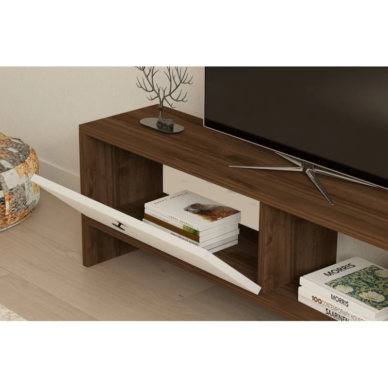 Comoda TV Gaye - Walnut, White 120 X 36.8 X 25  - 4