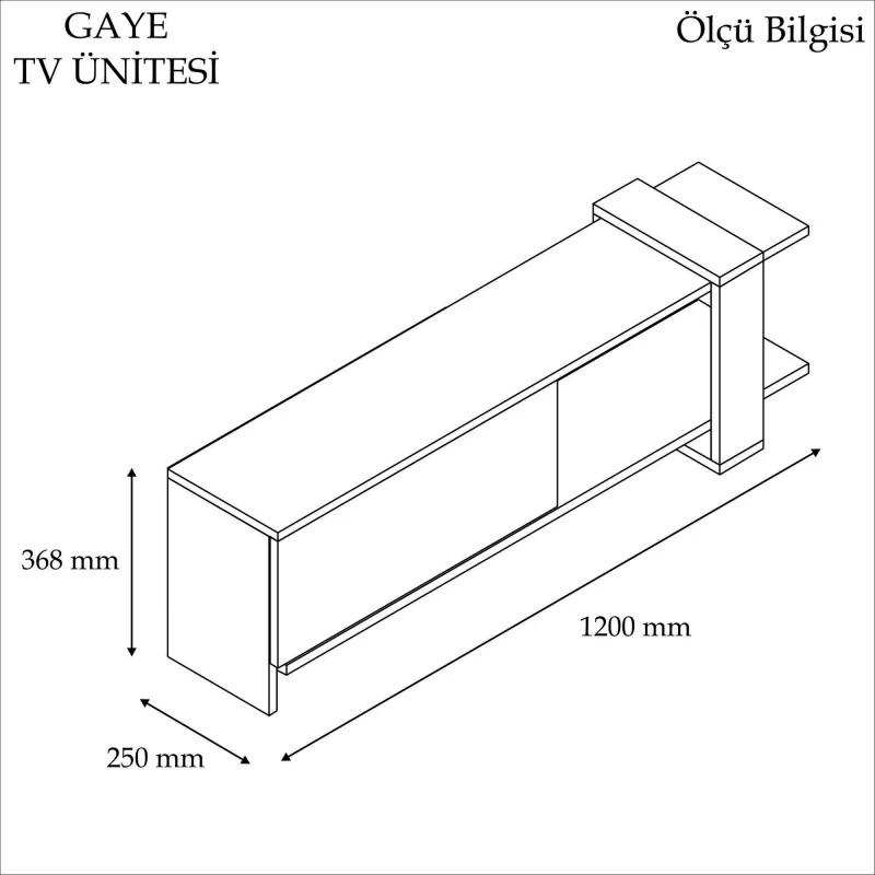 Comoda TV Gaye - Walnut, White 120 X 36.8 X 25  - 6