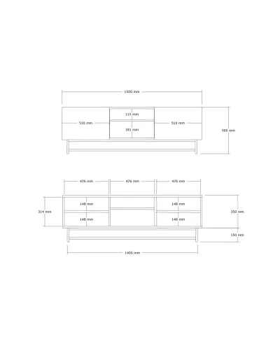 Comoda TV Wood - Walnut 150 X 50 X 41 - 5