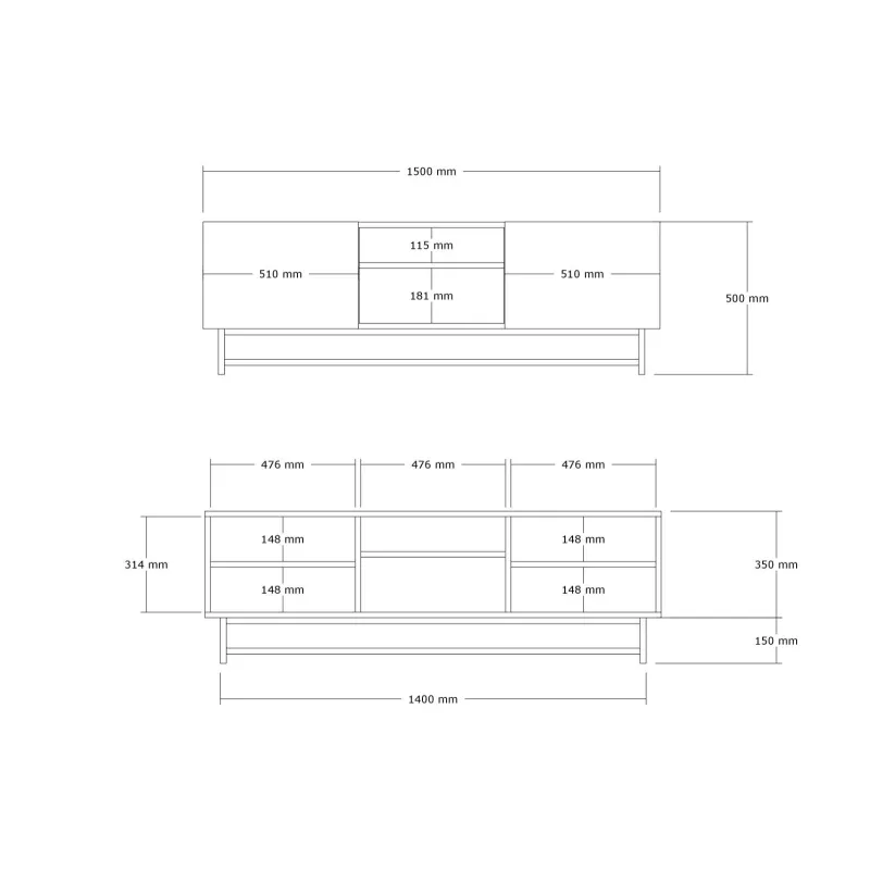 Comoda TV Wood - Walnut 150 X 50 X 41  - 5