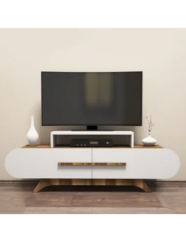 Comoda TV cu Spatiu Pentru Receiver Rose - Walnut, White 145 X 49.8 X 36.8 - 1