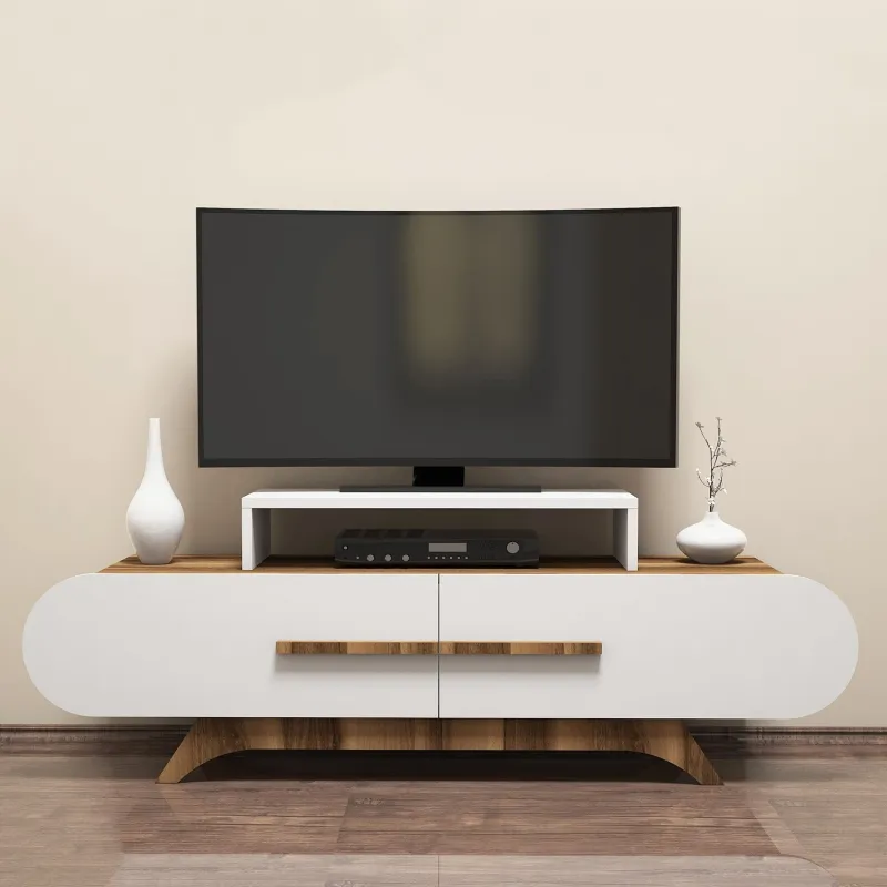 Comoda TV cu Spatiu Pentru Receiver Rose - Walnut, White 145 X 49.8 X 36.8  - 1