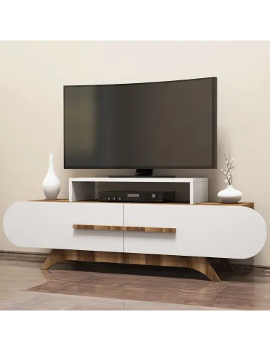 Comoda TV cu Spatiu Pentru Receiver Rose - Walnut, White 145 X 49.8 X 36.8 - 2