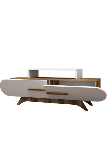 Comoda TV cu Spatiu Pentru Receiver Rose - Walnut, White 145 X 49.8 X 36.8  - 3