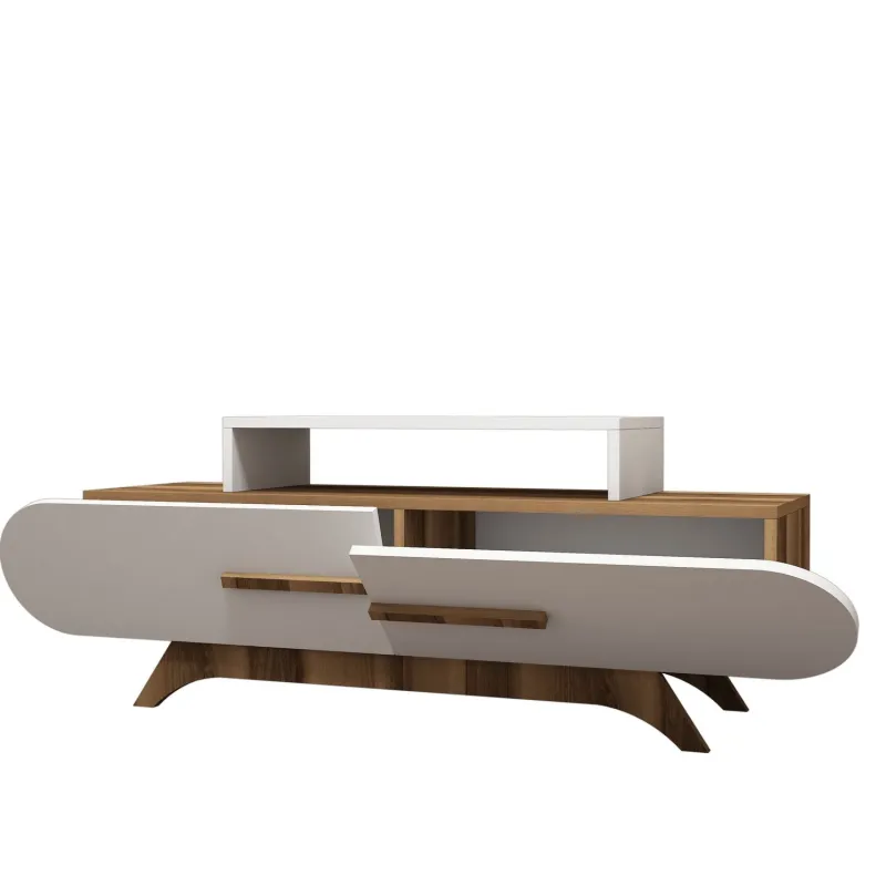 Comoda TV cu Spatiu Pentru Receiver Rose - Walnut, White 145 X 49.8 X 36.8  - 3