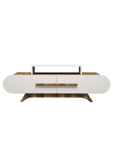 Comoda TV cu Spatiu Pentru Receiver Rose - Walnut, White 145 X 49.8 X 36.8  - 4