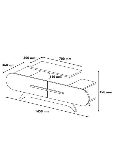 Comoda TV cu Spatiu Pentru Receiver Rose - Walnut, White 145 X 49.8 X 36.8  - 5