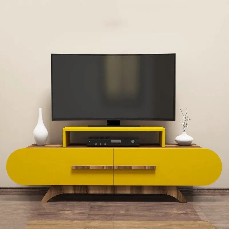 Comoda TV cu Spatiu Receiver Rose - Walnut, Yellow 145 X 49.8 X 36.8  - 2