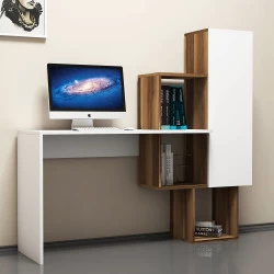 Birou cu Dulapior Acelya - Walnut, White 145 X 74.8 X 45 - 1