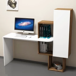 Birou cu Dulapior Acelya - Walnut, White 145 X 74.8 X 45 - 2