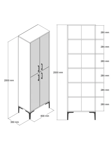 Dulap Multifunctional Berlin A - Walnut, Anthracite 60 X 200 X 35 - 6