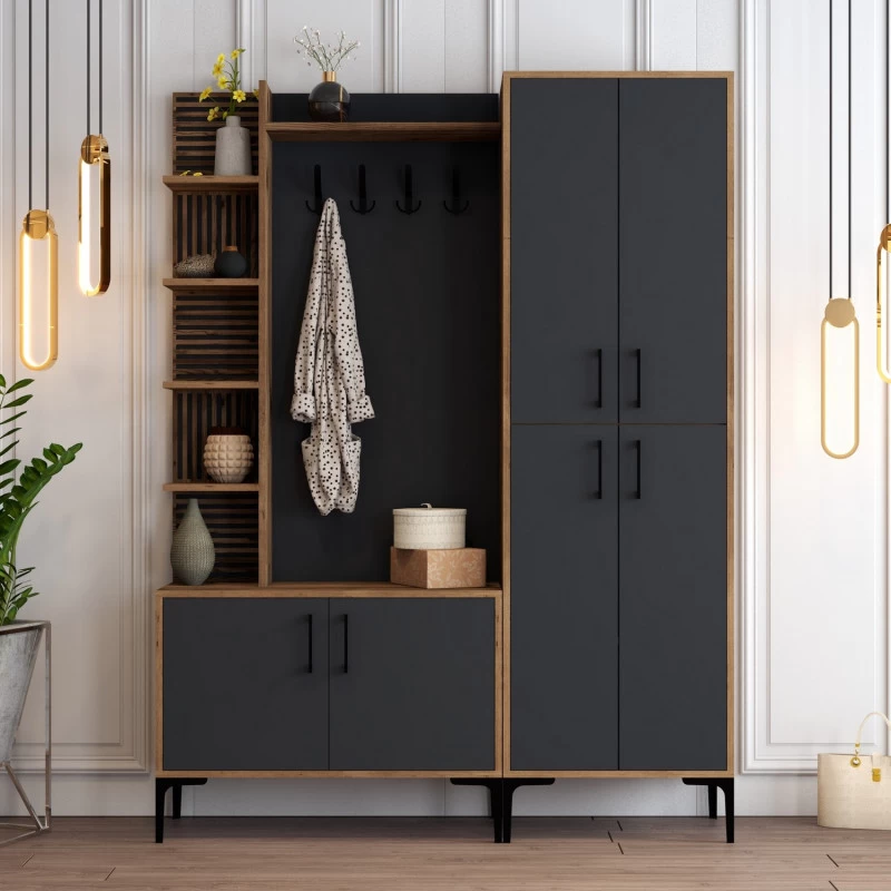 Cuier cu Dulapior Viyana DA - Walnut, Anthracite 150 X 200 X 35  - 1
