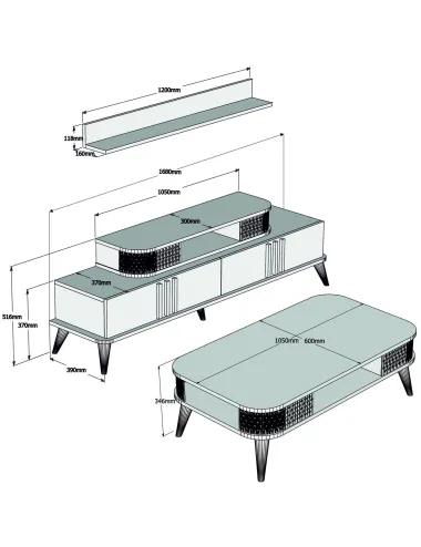 Set Mobilier Eylul - Oak 3 piese  - 5