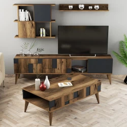 Set Mobila Living Madrid - Anthracite 3 Piese - 1