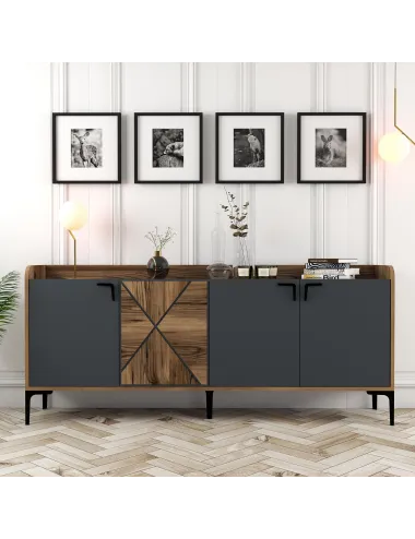 Dulap Tip Consola Venedik - Walnut, Anthracite 180 X 78 X 35 - 1