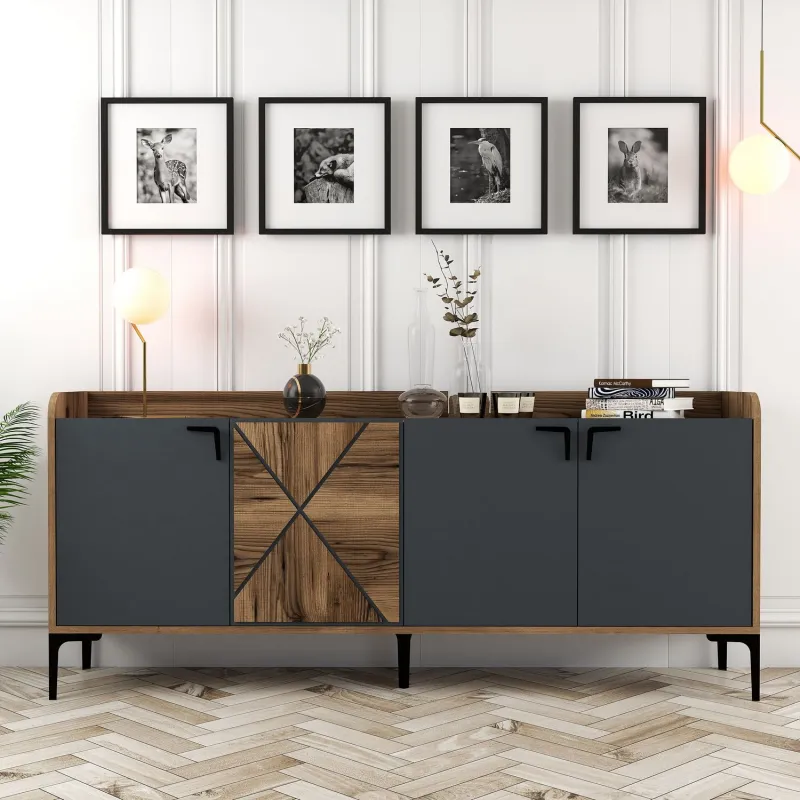 Dulap Tip Consola Venedik - Walnut, Anthracite 180 X 78 X 35  - 1