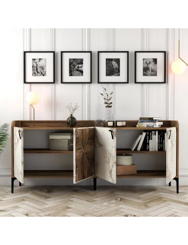 Dulap Tip Consola Venedik - Walnut, White Marble 180 X 78 X 35  - 3