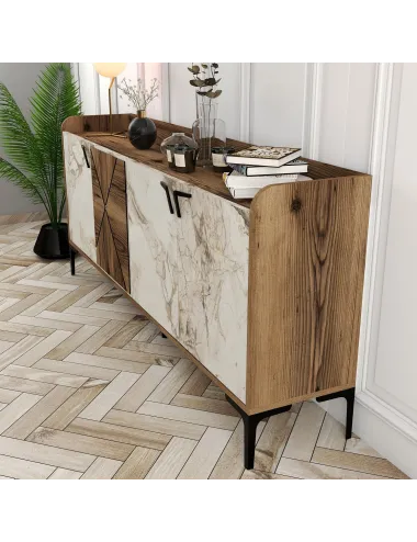 Dulap Tip Consola Venedik - Walnut, White Marble 180 X 78 X 35  - 4