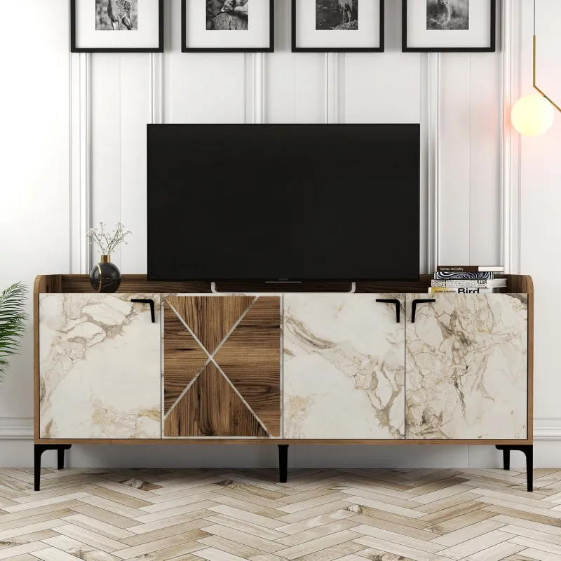 Dulap Tip Consola Venedik - Walnut, White Marble 180 X 78 X 35  - 5