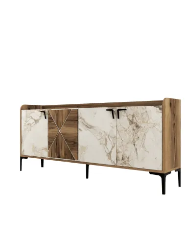 Dulap Tip Consola Venedik - Walnut, White Marble 180 X 78 X 35  - 6