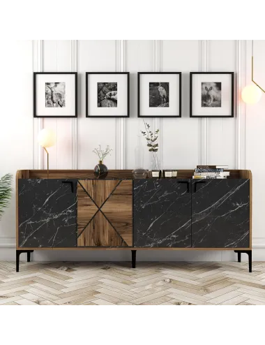 Dulap Tip Consola Venedik - Walnut, Black Marble 180 X 78 X 35 - 1