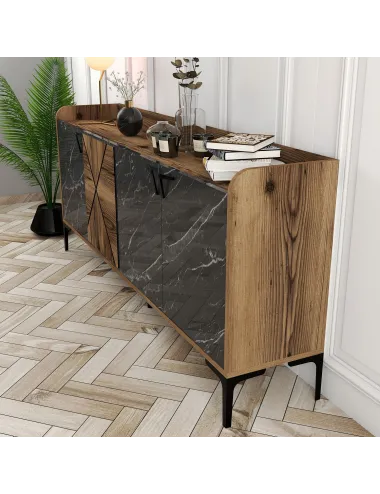 Dulap Tip Consola Venedik - Walnut, Black Marble 180 X 78 X 35  - 4