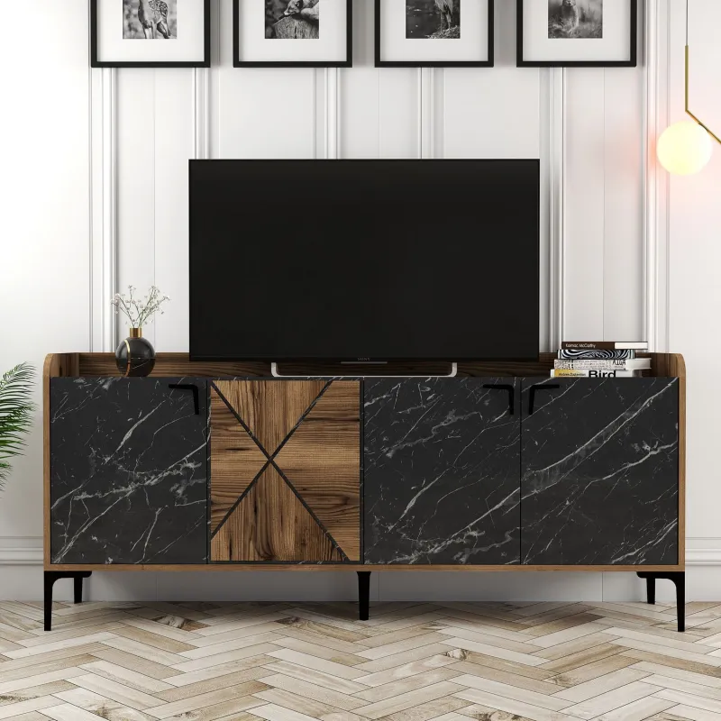 Dulap Tip Consola Venedik - Walnut, Black Marble 180 X 78 X 35  - 5