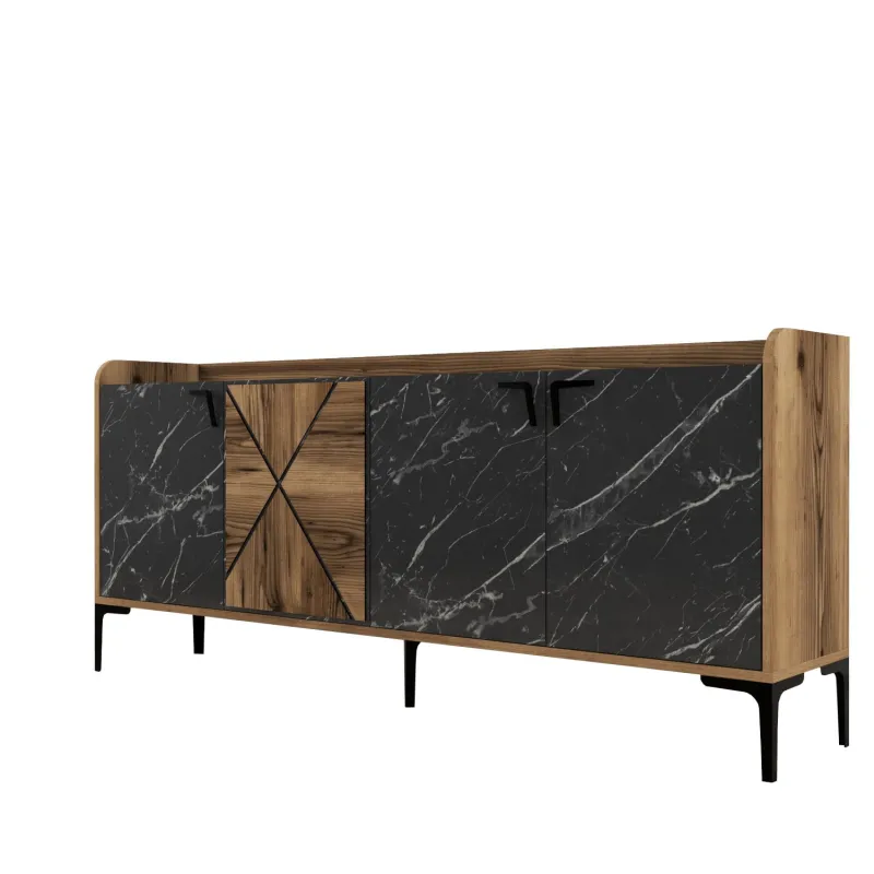Dulap Tip Consola Venedik - Walnut, Black Marble 180 X 78 X 35  - 6