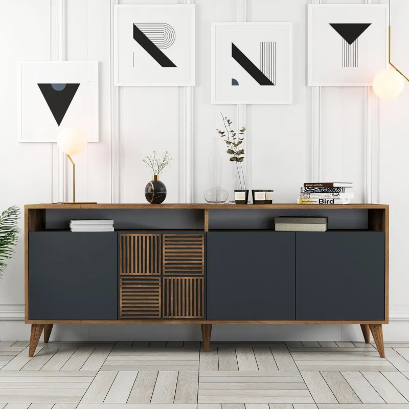 Dulap Tip Consola Milan - Walnut, Anthracite 180 X 78.6 X 35  - 1