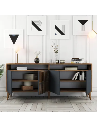 Dulap Tip Consola Milan - Walnut, Anthracite 180 X 78.6 X 35  - 3