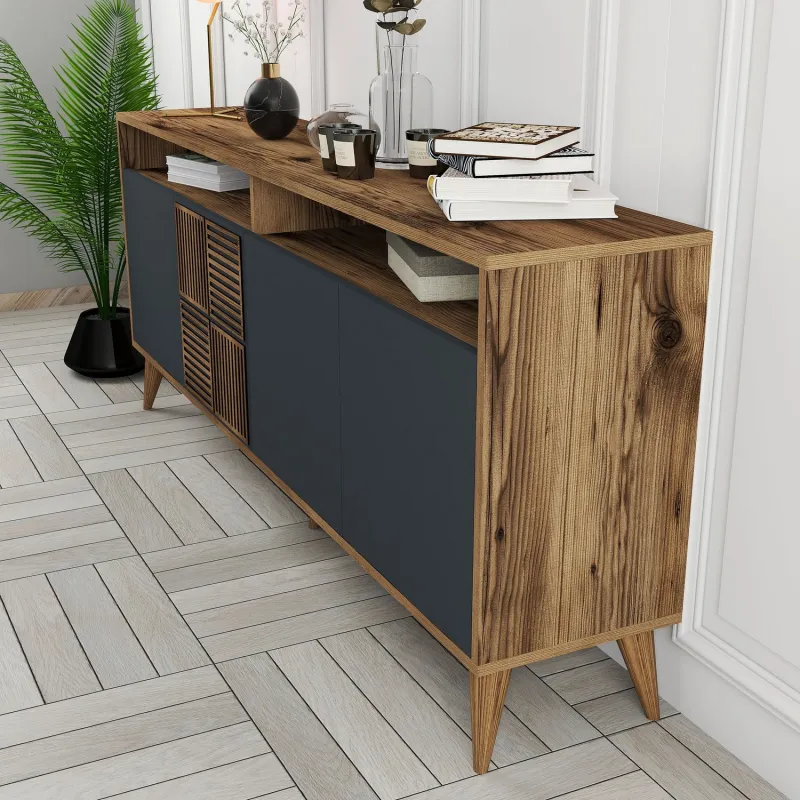 Dulap Tip Consola Milan - Walnut, Anthracite 180 X 78.6 X 35  - 4