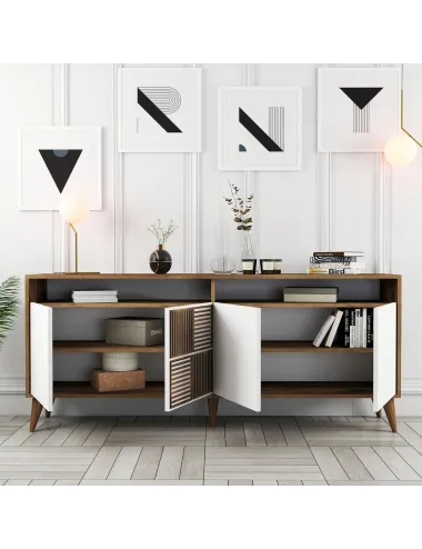 Dulap Tip Consola Milan - Walnut, White 180 X 78.6 X 35  - 3