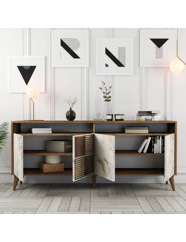 Dulap Tip Constola Milan - Walnut, White Marble 180 X 78.6 X 35  - 3