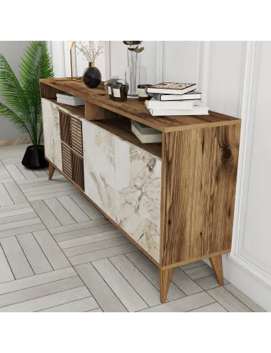 Dulap Tip Constola Milan - Walnut, White Marble 180 X 78.6 X 35  - 4