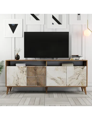 Dulap Tip Constola Milan - Walnut, White Marble 180 X 78.6 X 35  - 5