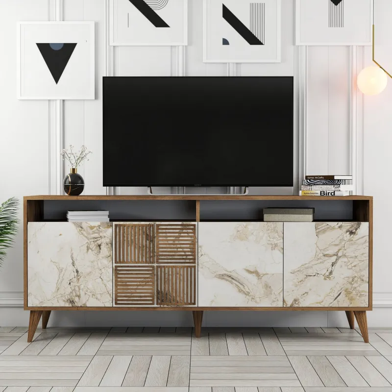 Dulap Tip Constola Milan - Walnut, White Marble 180 X 78.6 X 35  - 5