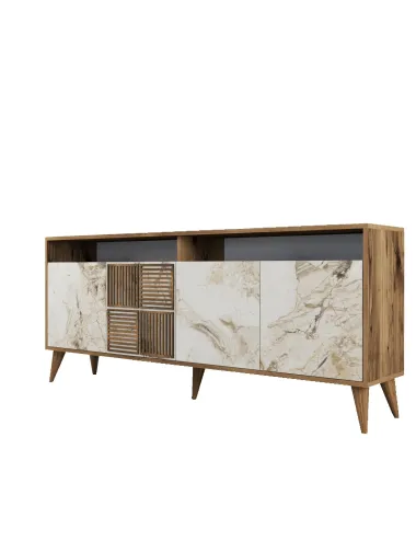 Dulap Tip Constola Milan - Walnut, White Marble 180 X 78.6 X 35  - 6